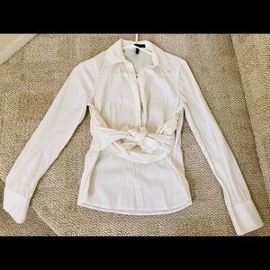 BCBG tie wrap white shirt